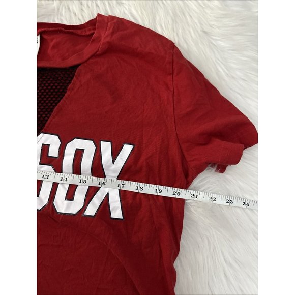 Victoria Secret PINK womens MLB Small Boston Red Sox Tee fish net v neck EUC - Picture 7 of 10